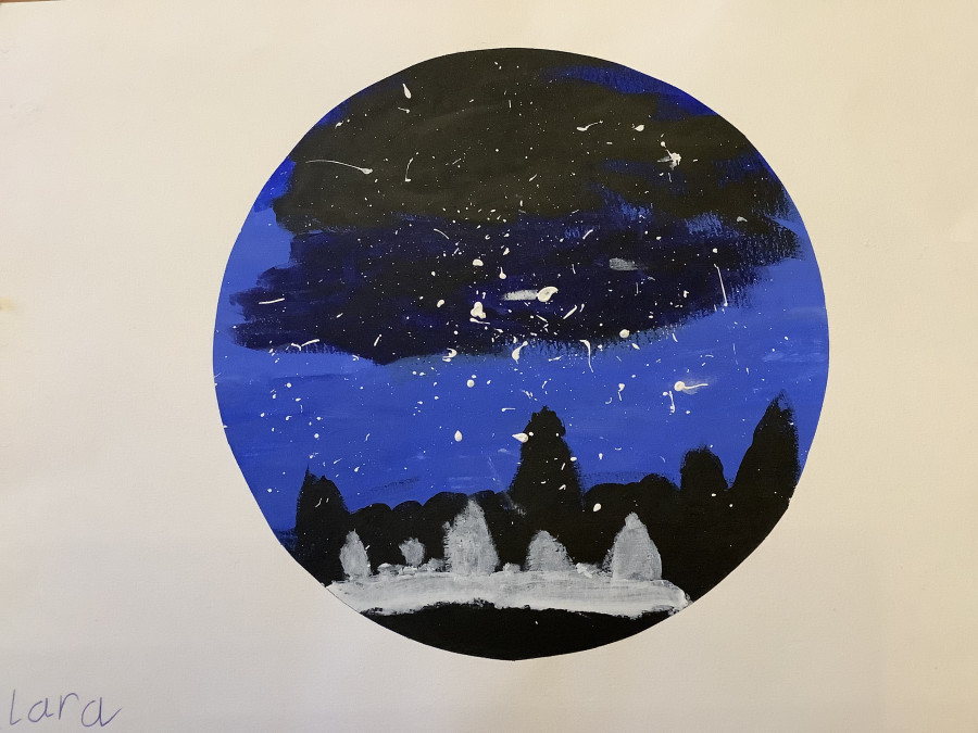 'A Snowy Night' by Clara (7) from Galway