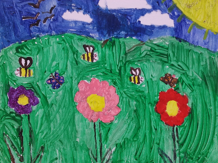 'Bee's and Butterfly's in a meadow' by David (10) from Wicklow