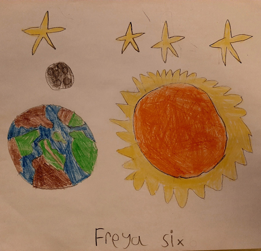 'View from space' by Freya (6) from Limerick