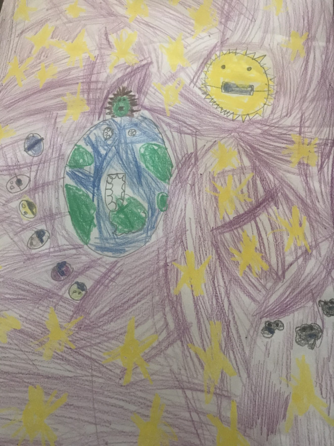 'My COVID Planet amongst the Galaxy.' by Freya (6) from Cork