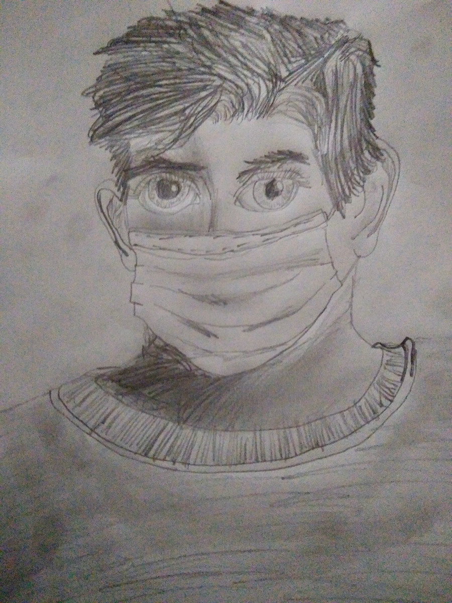'Self-Portrait (With Mask)' by Michael (11) from Meath