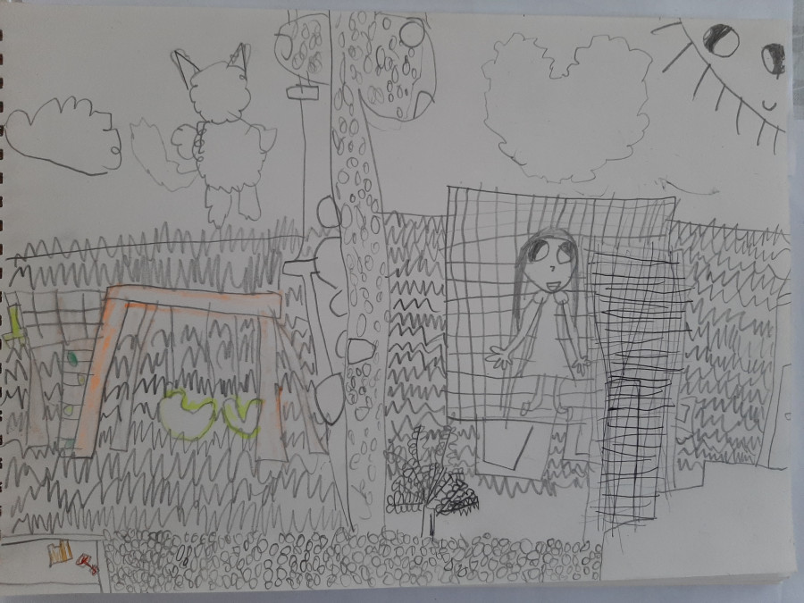 'A lovely day outside in the garden' by Mollie (7) from Offaly