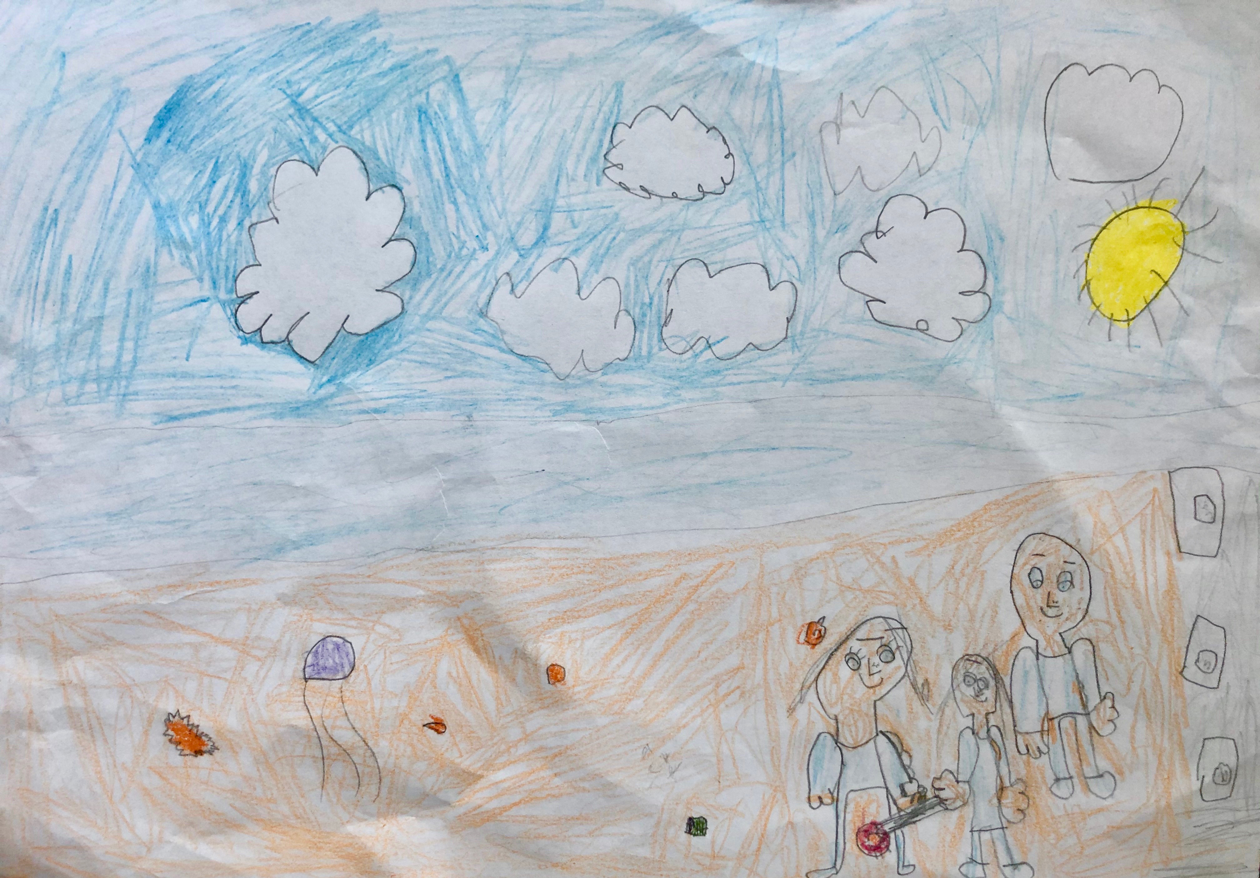 'Looking for treasure on the beach' by Ruby (6) from Meath
