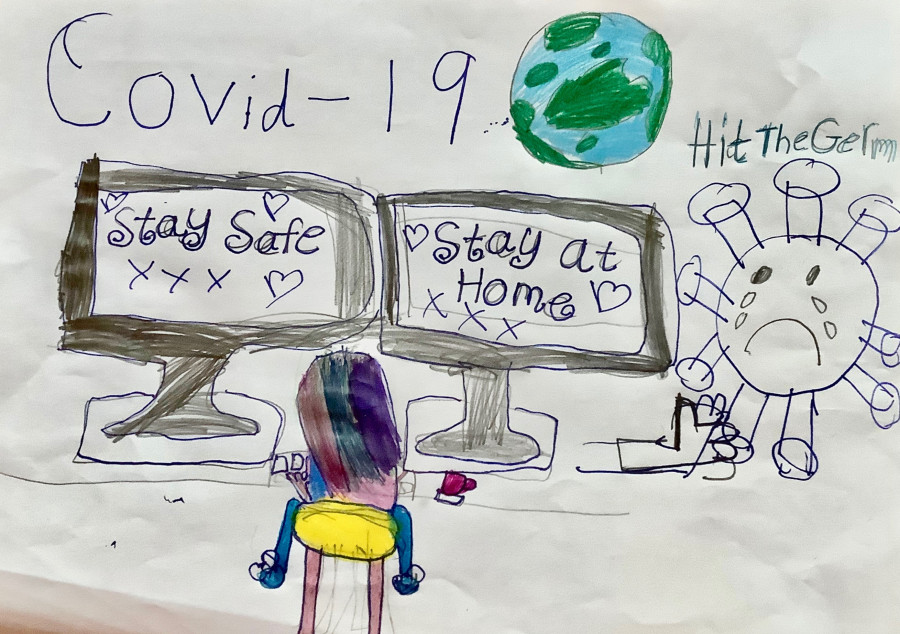 'Stay Safe and Stay at Home - Hit the germ!' by Siobhán (7) from Dublin